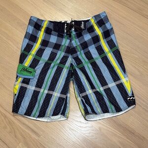 Billabong Checkered Hybrid Shorts - Navy, Lime, Sky